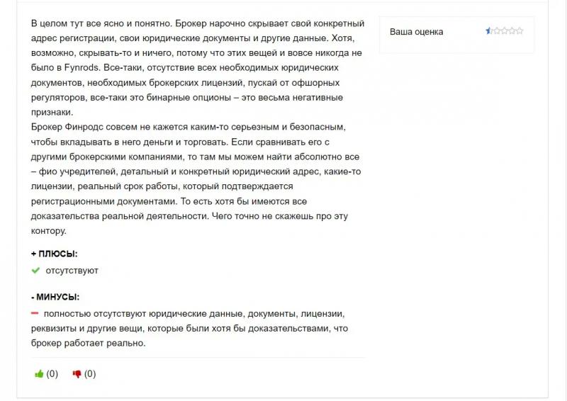 Отзывы о брокере Fynrods в 2022 году