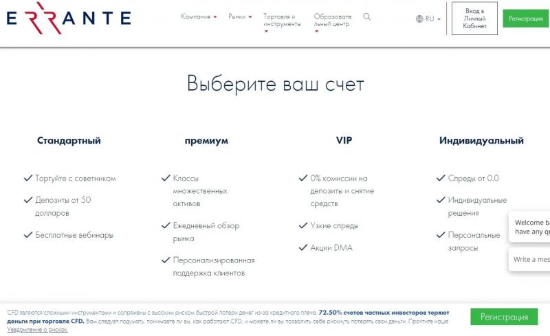 Отзывы и независимый обзор брокера Errante